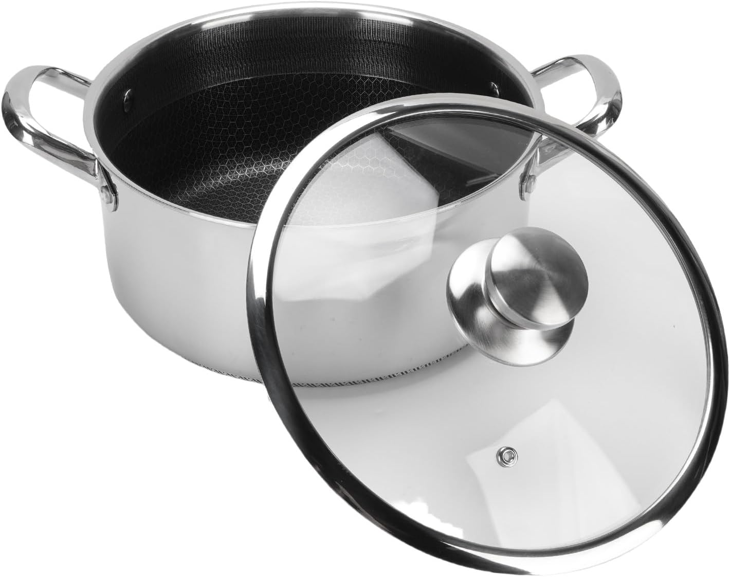 Single Sided Honeycomb Laser Coated Steel Soup Pot With Lid