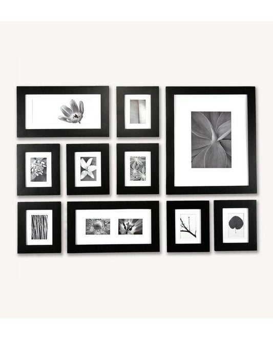 Pack of 10 - Photo Frames Collage Wall Hanging Wall Decor Set - Black