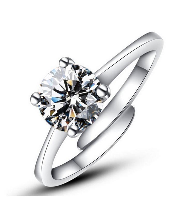 White Saphire Silver Plated Ring for Girls