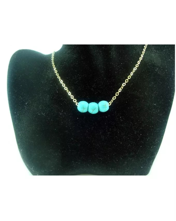 Natural Turquoise Bead Retro Necklace - For Women