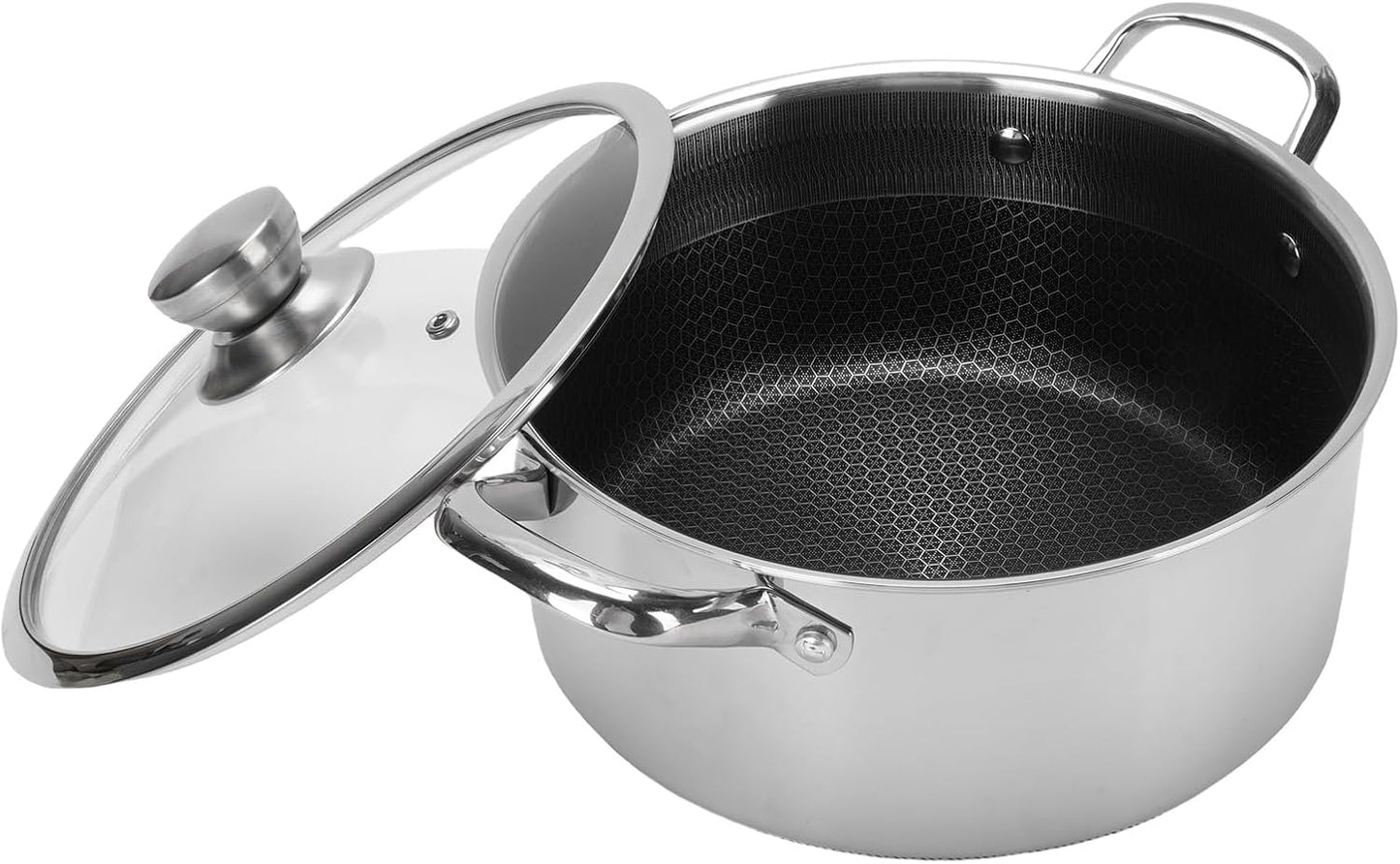 Single Sided Honeycomb Laser Coated Steel Soup Pot With Lid