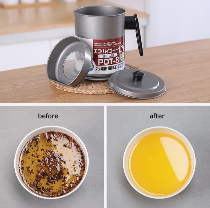 Large Capacity Stainless Steel Oil Pot Filter Oil Storage Grease Keeper With Base, Fried Oil Filter, Leak-Proof Grease Oil Strainer Container Pot with Filter, Oil Bottle