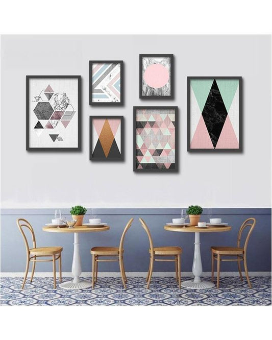 Set of 6 - Photo Frames Collage Wall Hanging Wall Decor Set - Black
