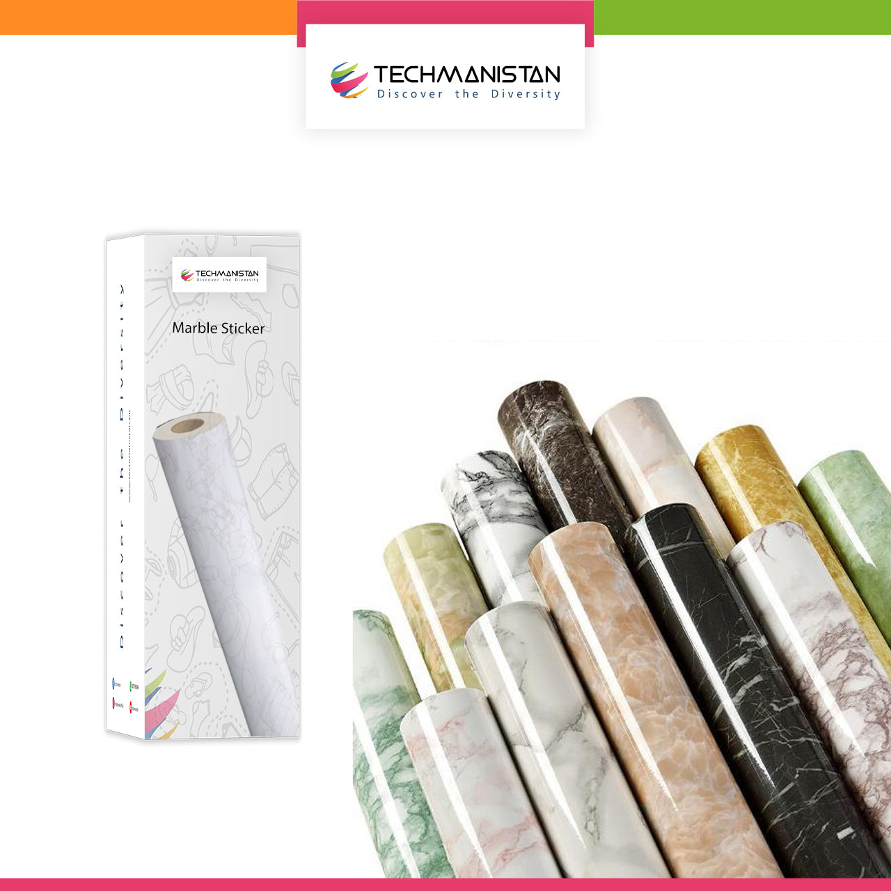 Self Adhesive Marble Design Furniture Stickers PVC Wallpaper Cabinets Gloss Film