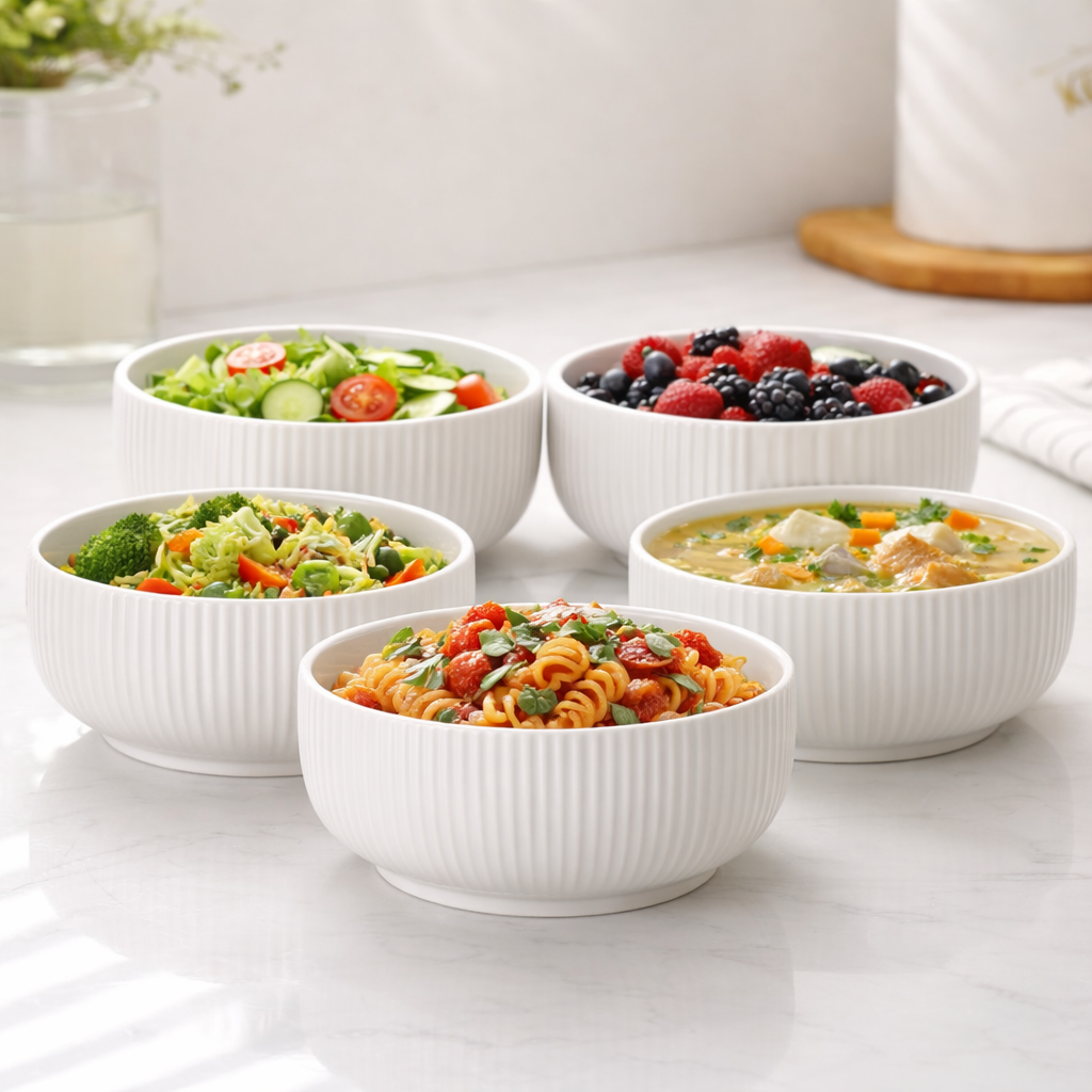 White Ceramic Plate & Bowl Set – 6 & 12 Piece