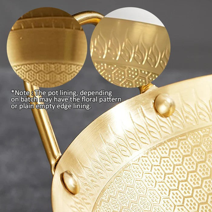Golden Honeycomb Laser Coated Wok with Handles