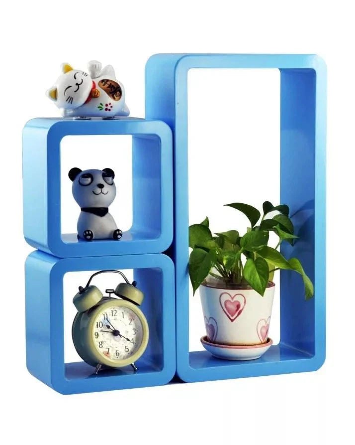 Set of 3 - Rectangular Wall Mount Shelves, Rectangular Hanging 3 Piece Set, Wall-Mounted Storage Bookshelf, Floating Wall Shelves for Bathroom, Bedroom, Living Room, and Kitchen