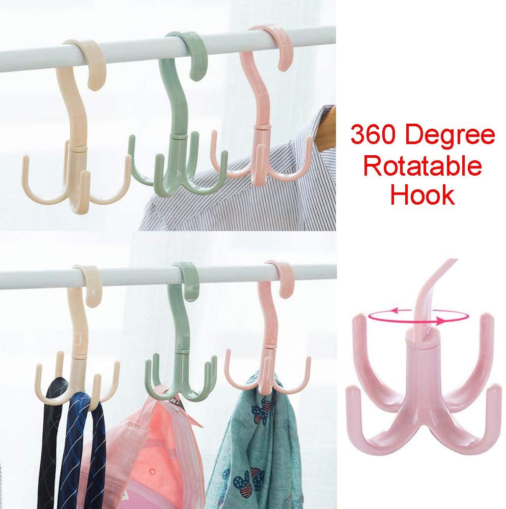 Random Color - 360° Rotating 4 Hooks Hanger, Multipurposed Hanger With 4 Claws