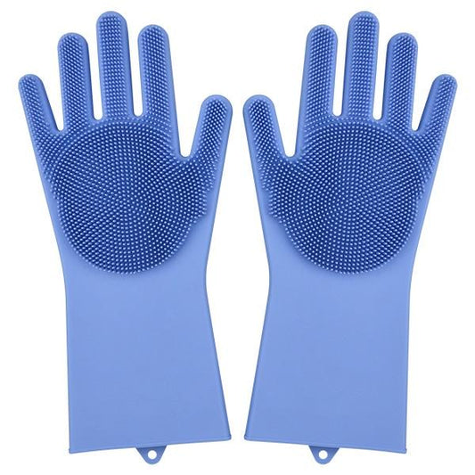 Magic Silicone Dishwashing Gloves 2 in 1 Wash Scrubber Household Supplies, Kitchen Tools for Dish Cleaning, Car Wash - 1 Pair