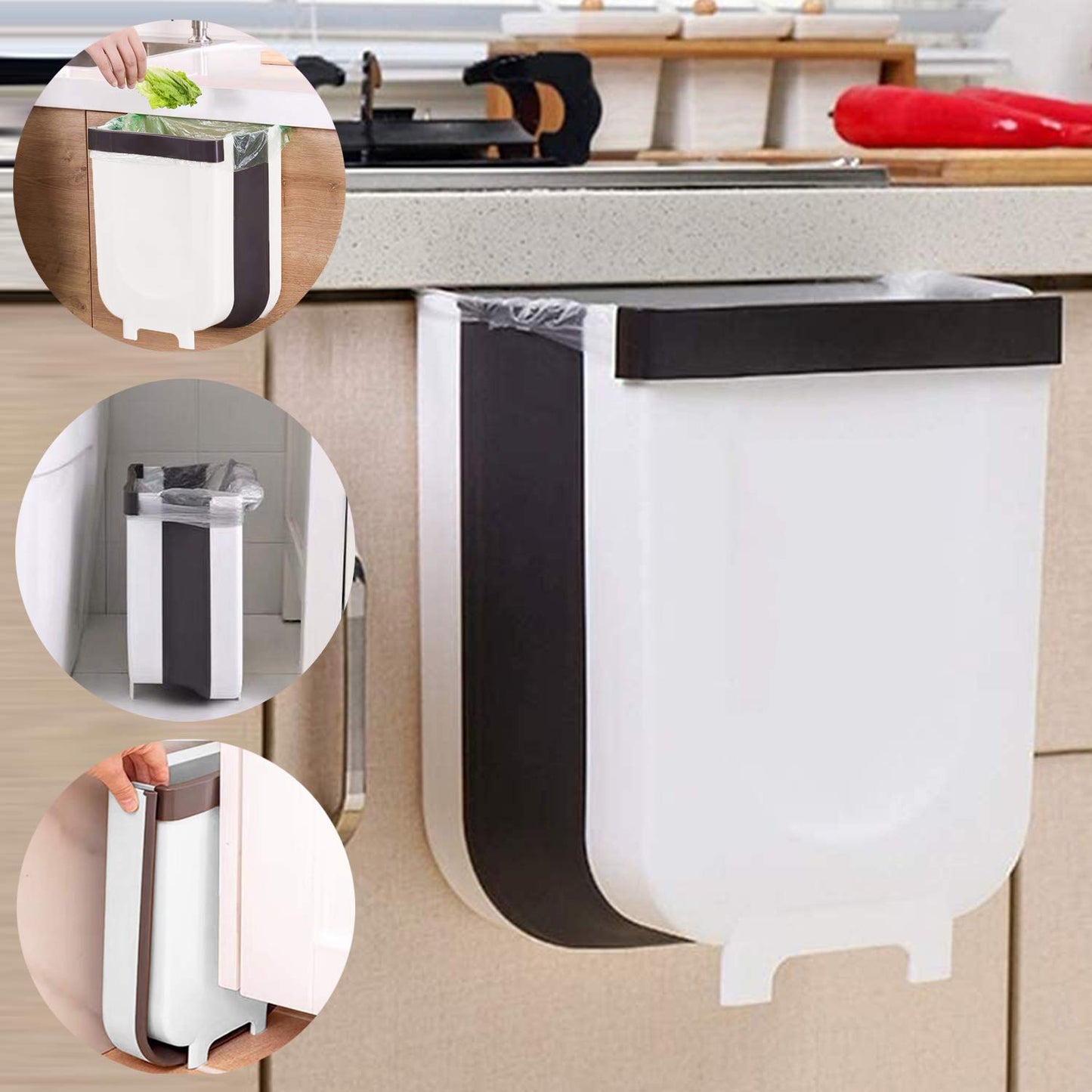 Collapsible Hanging Kitchen Trash Bin