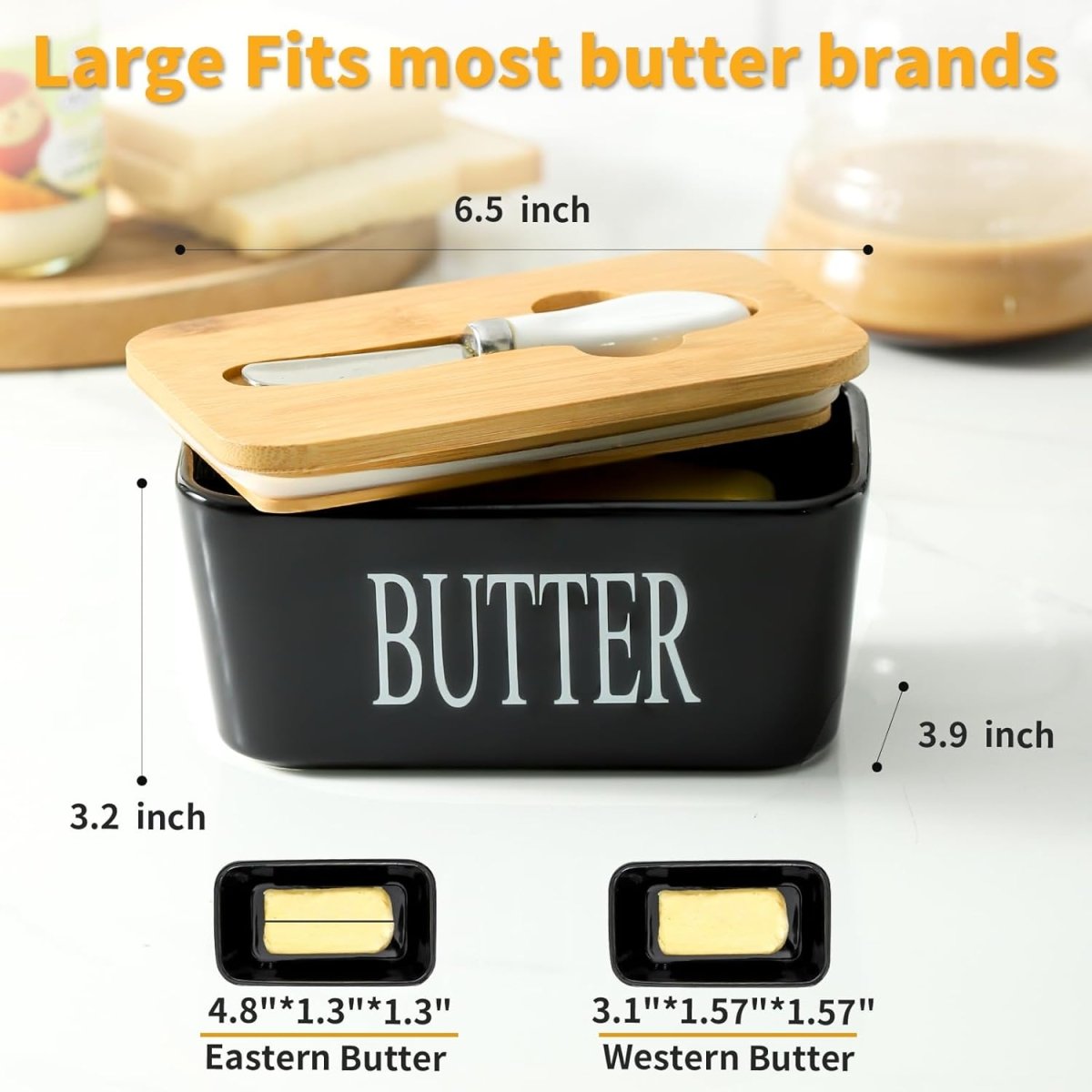Ceramic Butter Dish with Lid &  Knife