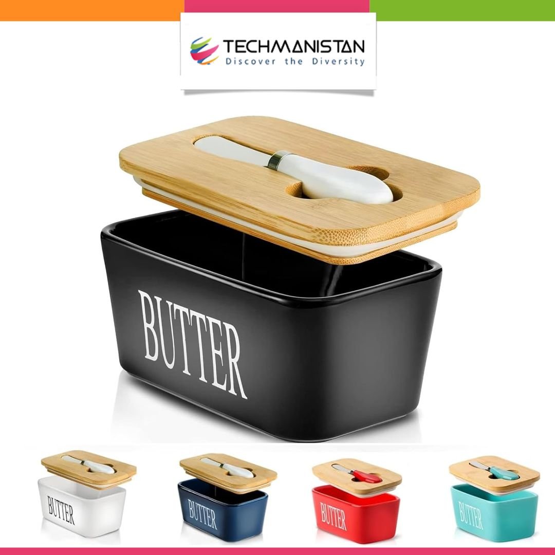 Ceramic Butter Dish with Lid &  Knife