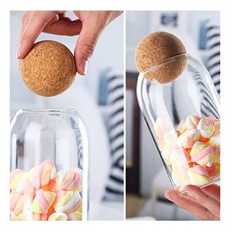 Clear Glass with Cork Ball Multipurpose Jar
