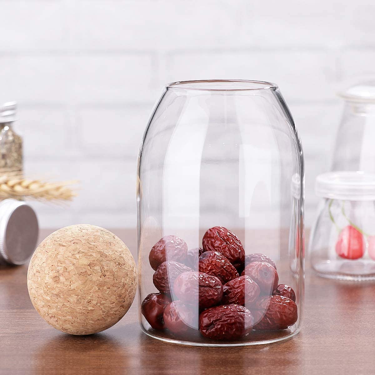 Clear Glass with Cork Ball Multipurpose Jar