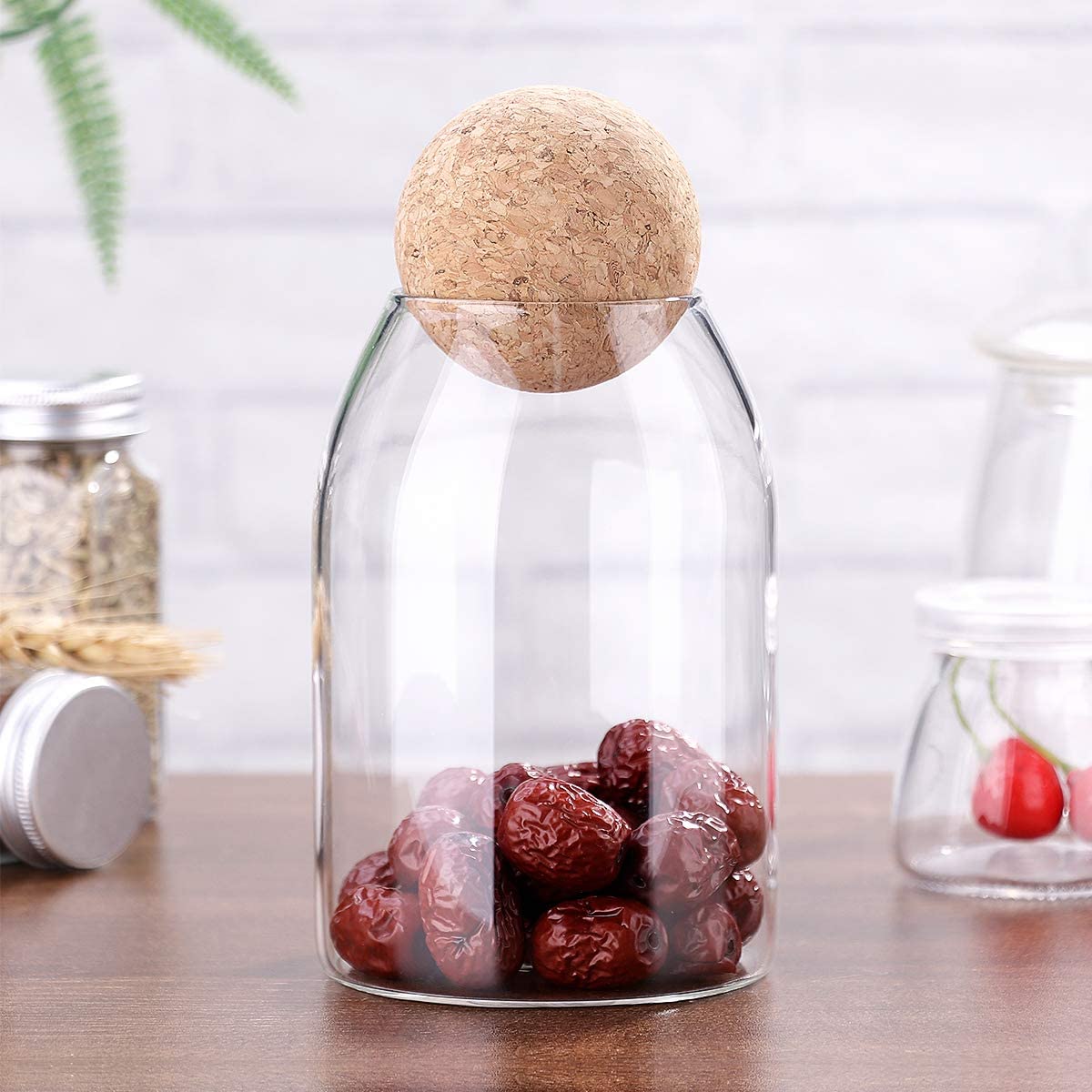 Clear Glass with Cork Ball Multipurpose Jar