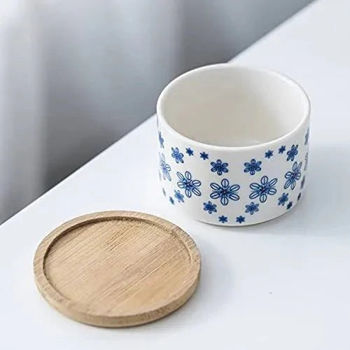 Cylindrical Mini Ceramic Succulent Planters with Bamboo Tray