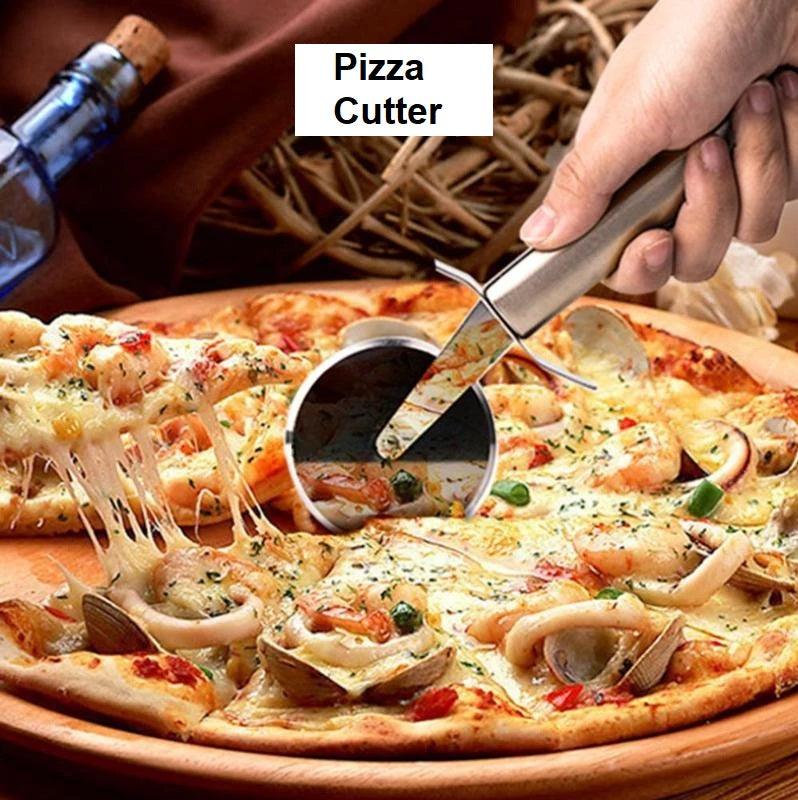 Stainless Steel Pizza Cutter Wheel Cutter With Handle,  Stainless Steel Pizza Cutter Pastry Pizza Wheel Cutter Pancake Food Cutter Wheel Slicer