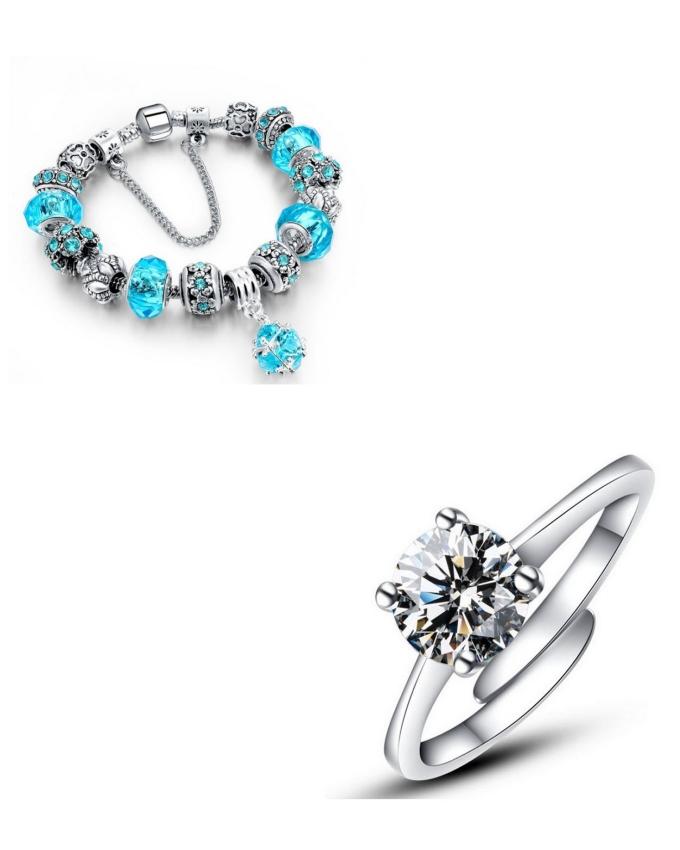 Pack of 2 - Turquoise Bracelet and Sapphire Ring