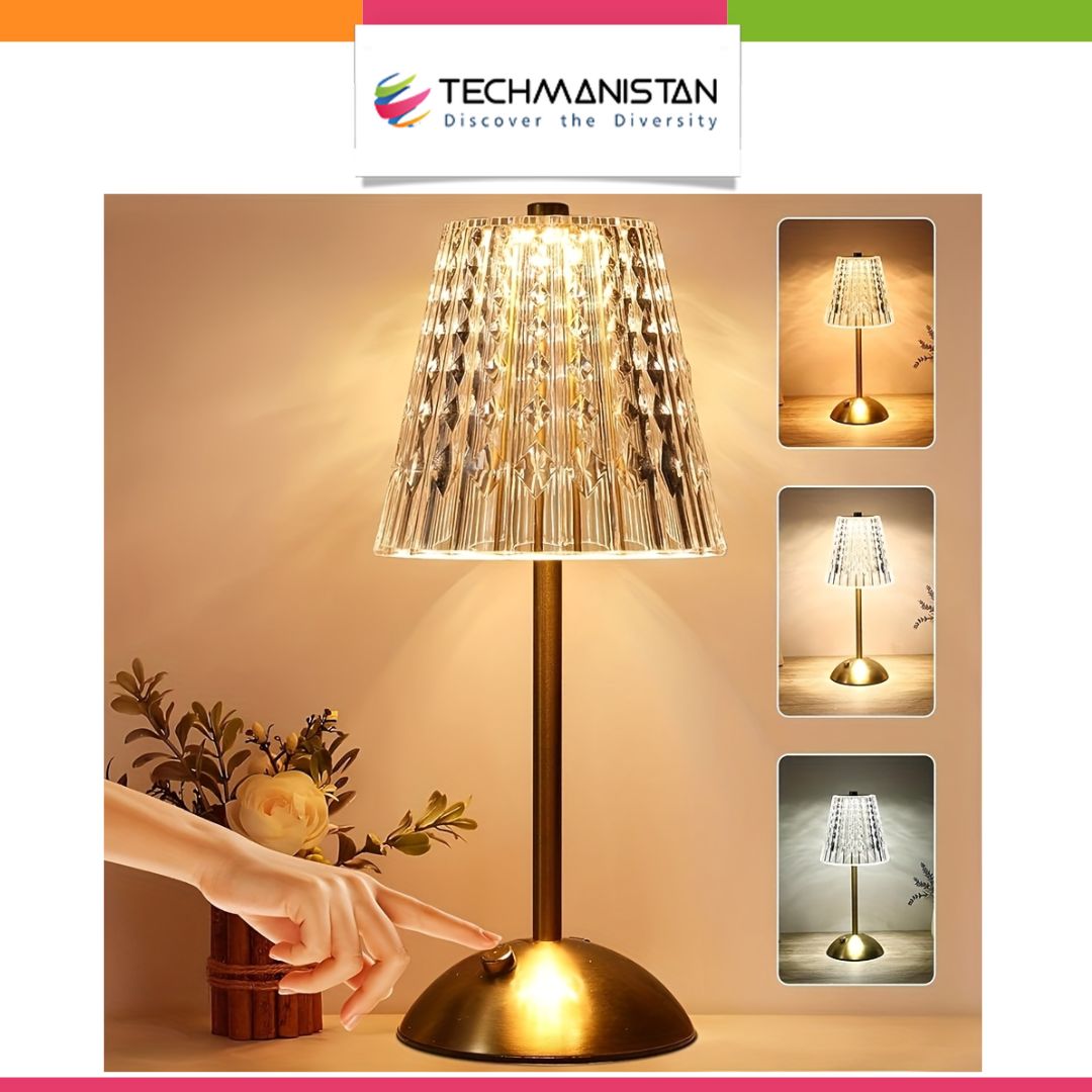 Dimmable Crystal 3 Colors LED Cordless Table Lamp