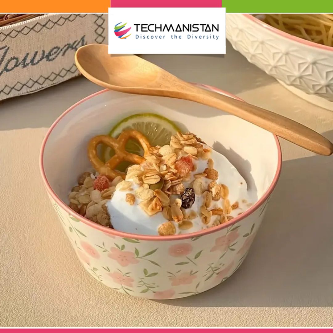 1Piece - Pink Floral Ceramic Bowl