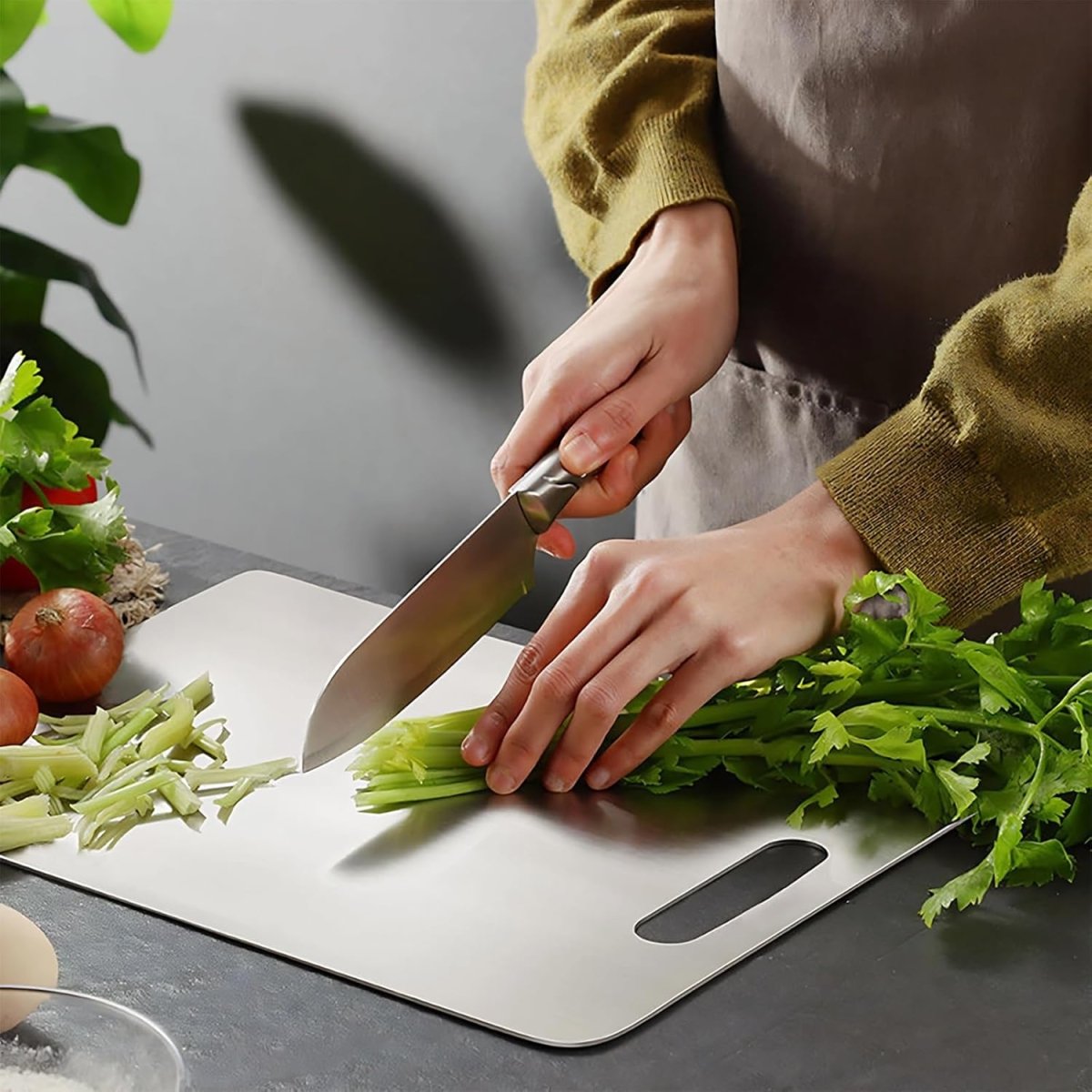 Double-Sided Stainless Steel Cutting Board
