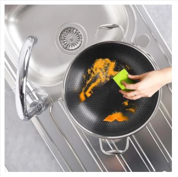 Dual Handles Honeycomb Laser Coated Wok With Lid, Karahi