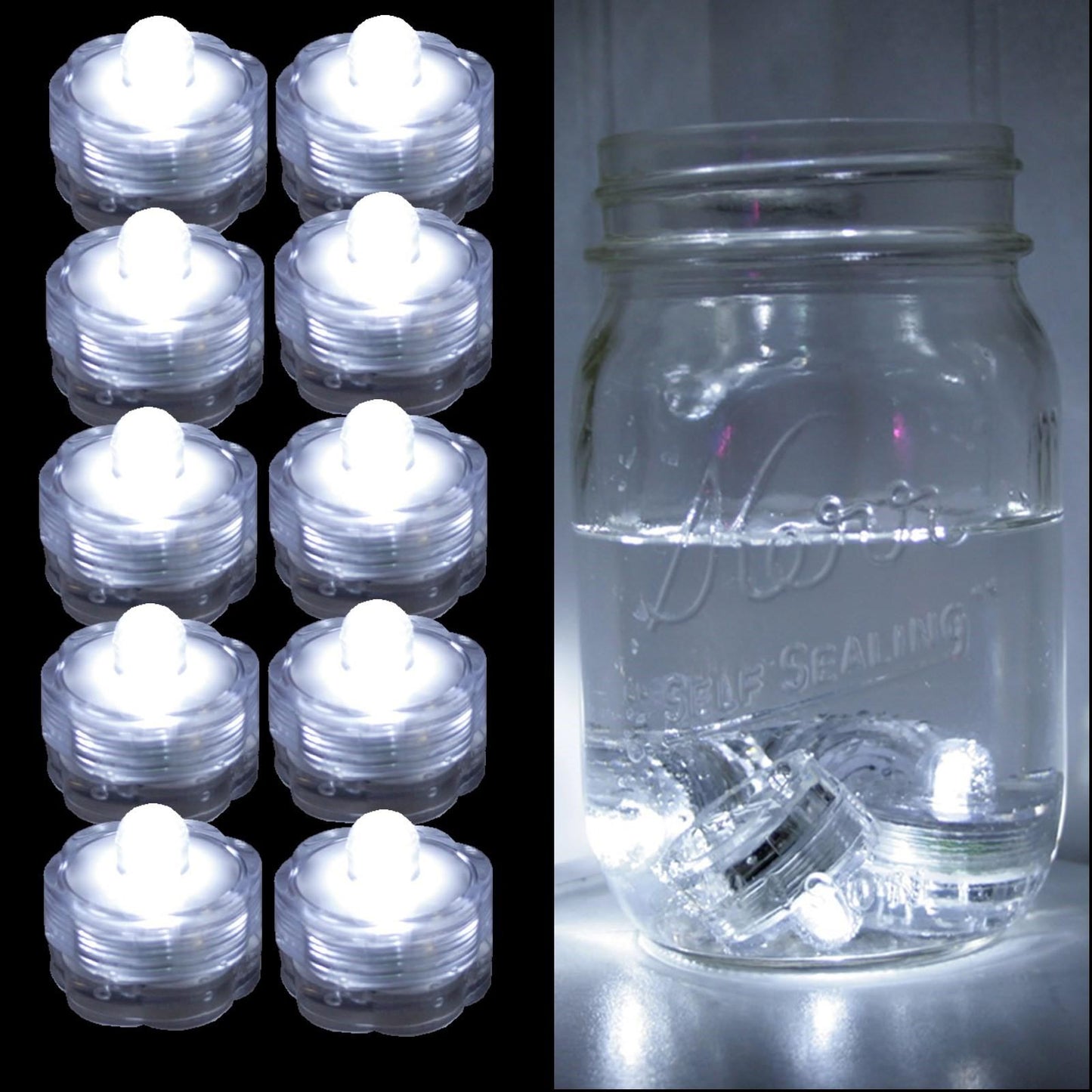 Pack of 12 - Submersible Battery Operated LED Tea Lights