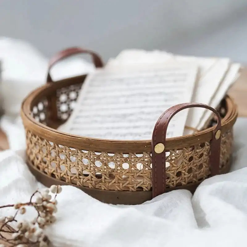 Hand-Woven Round Rattan Fruit Baskets