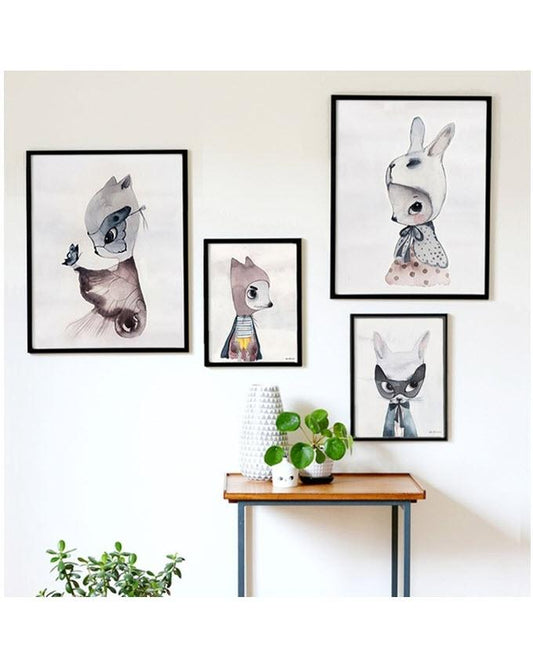 Set of 4 - Photo Frames Collage Wall Hanging Wall Decor Set - Black