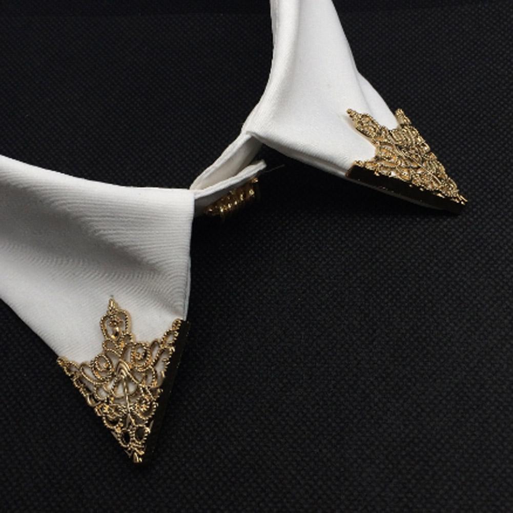 Pair of Retro Hollow Pattern Shirt Collar Antique Look Brooches