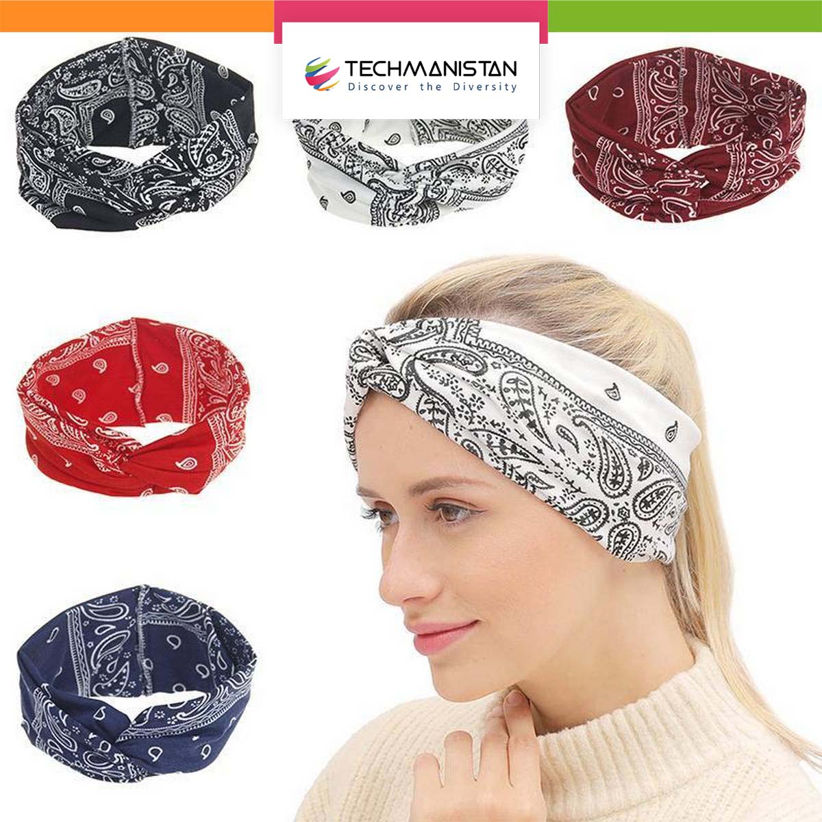Paisley Printed Ethnic Style Unisex Bandana Headband