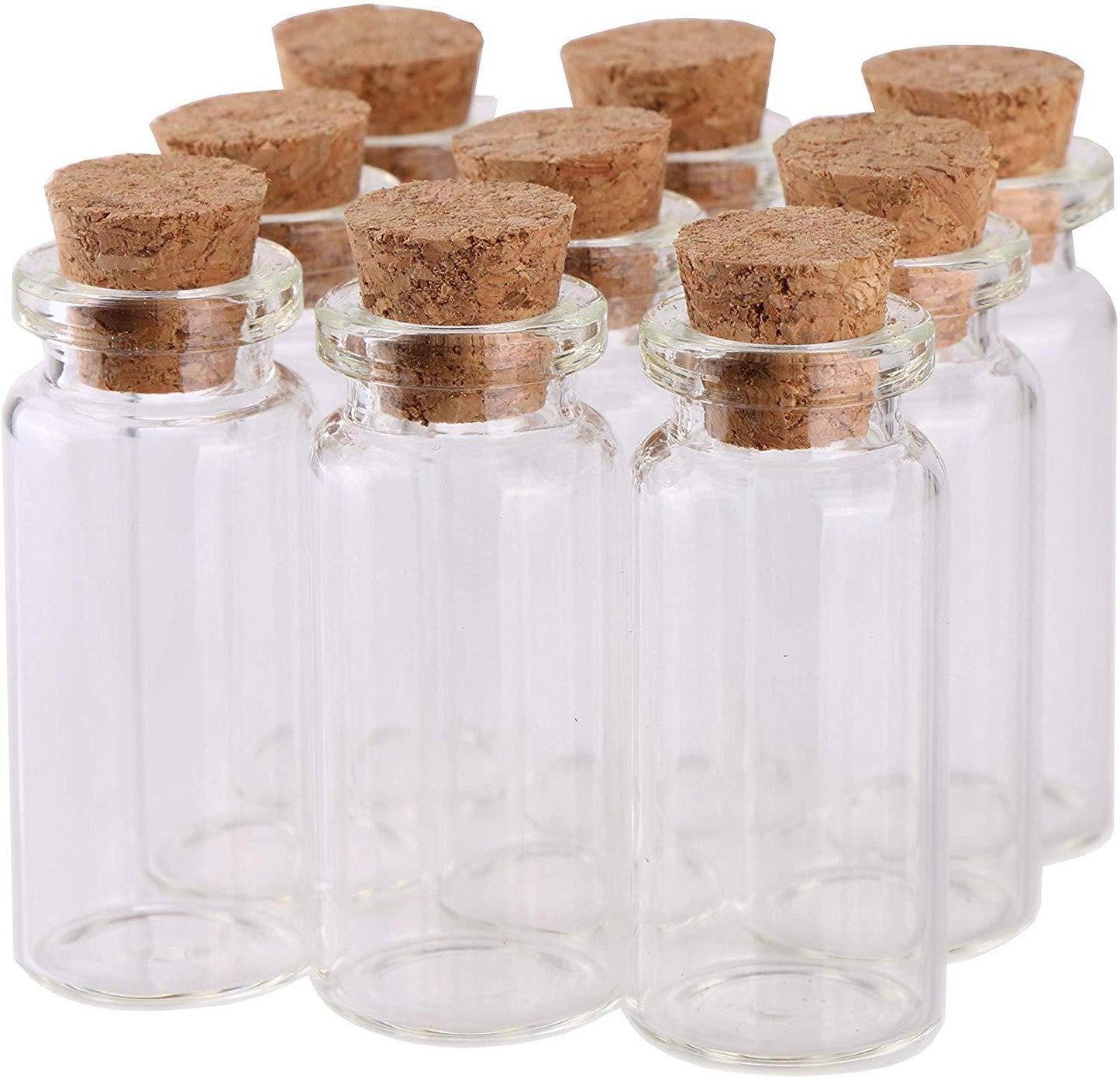 Pack of 4 - Mini Glass Bottles with Cork Stopper