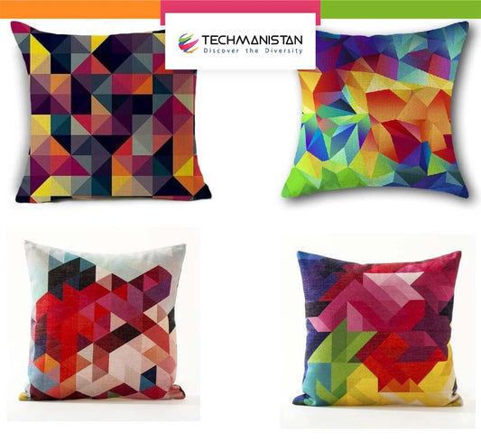Pack of 10 Random Design/Pattern - Multicolor Geometric Design Cushion Covers Without Filling