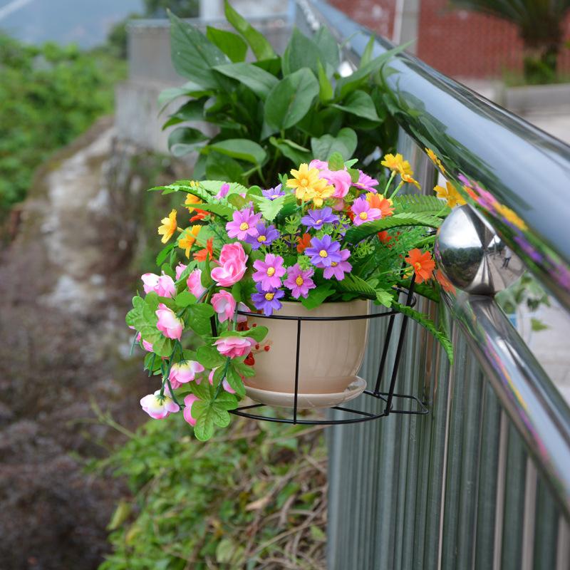 Balcony Railing Flower Pot Hanger Stand – Outdoor Plant Organizer