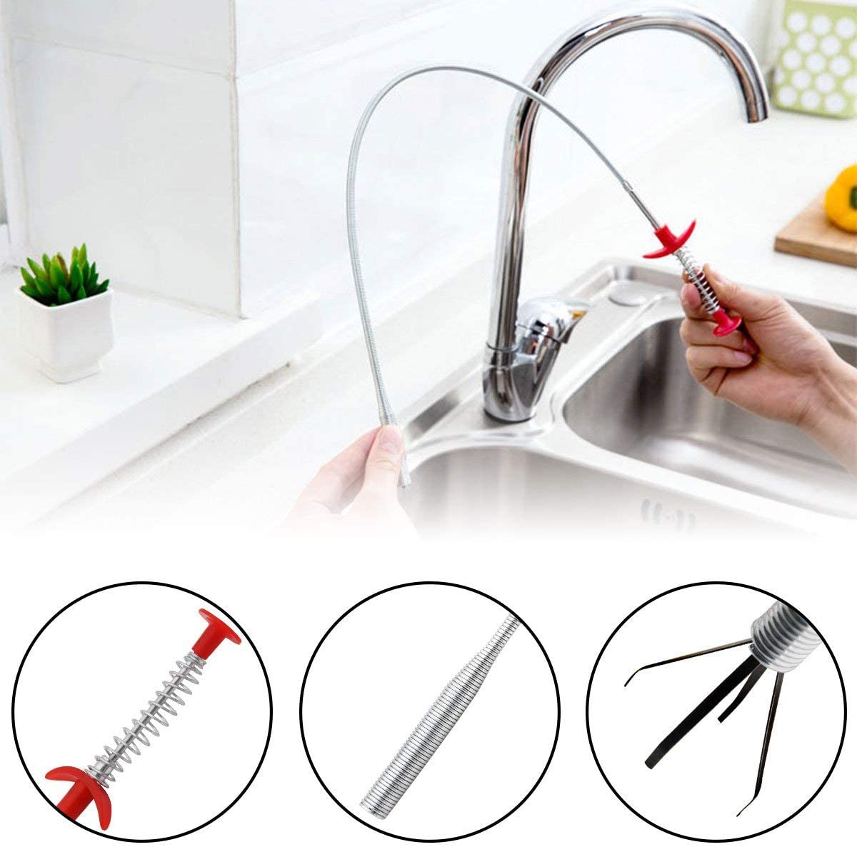 Flexible Grabber Pickup Tool, Drain Clog Remover