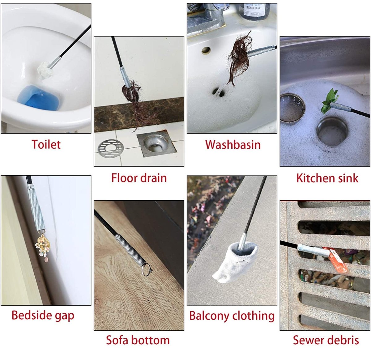 Flexible Grabber Pickup Tool, Drain Clog Remover