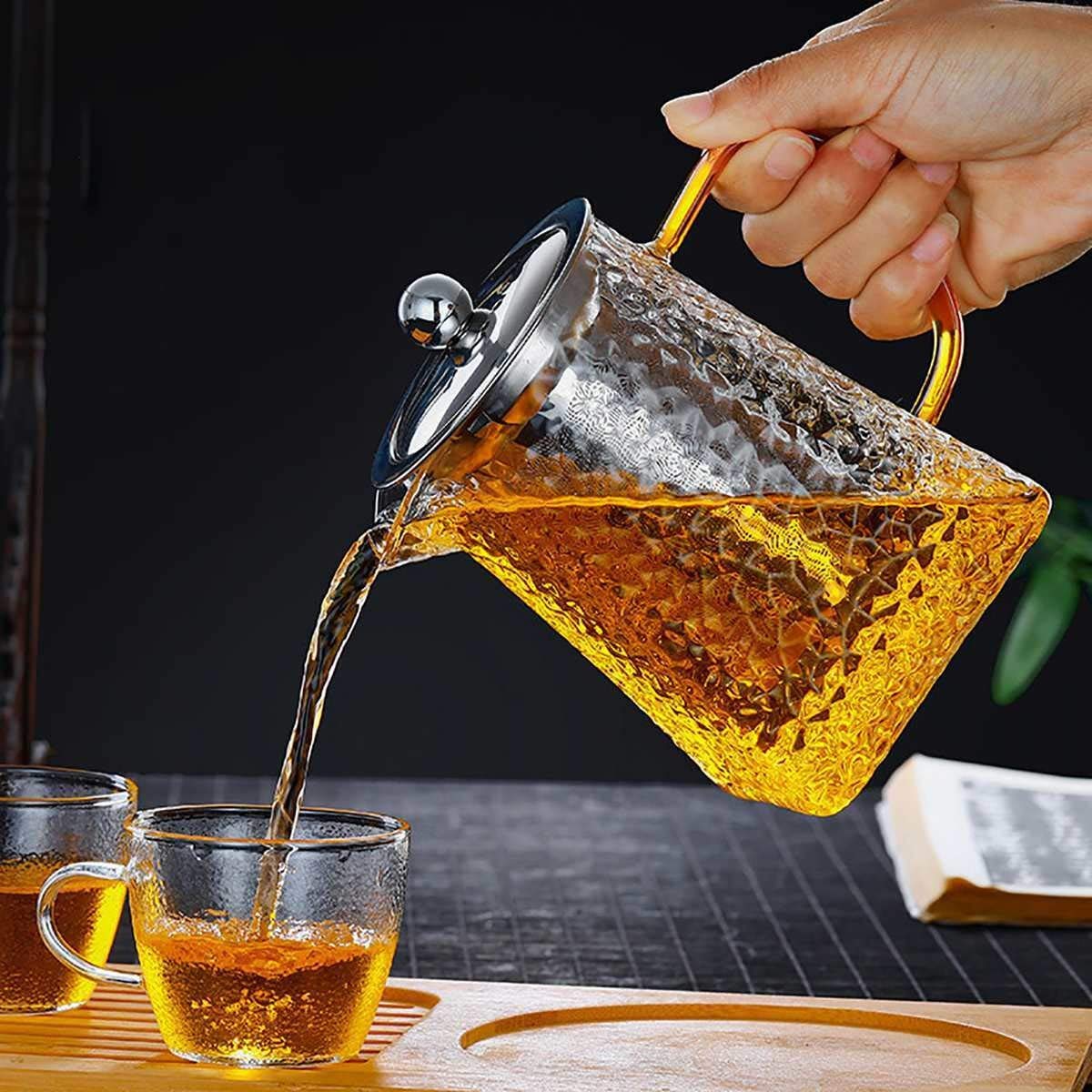 Hammered Glass Teapot with Stainless Steel Infuser