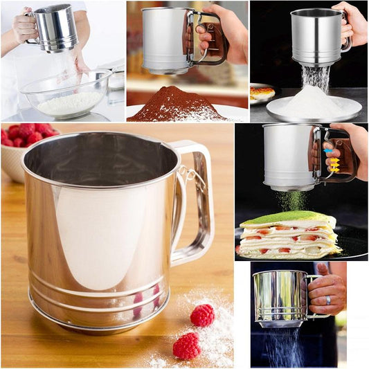 Handheld Stainless Steel Cup Mesh Flour Strainer - 250 gm