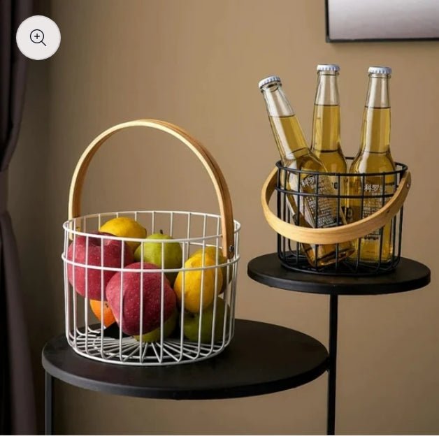 Iron Wire Egg Basket with Wooden Handle