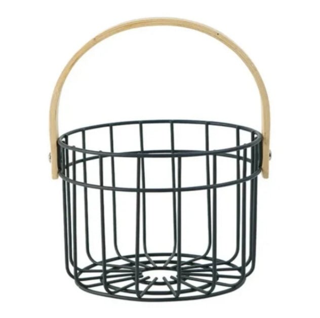 Iron Wire Egg Basket with Wooden Handle