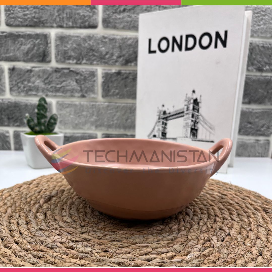 Irregular Shape Ceramic Bowl With Handles