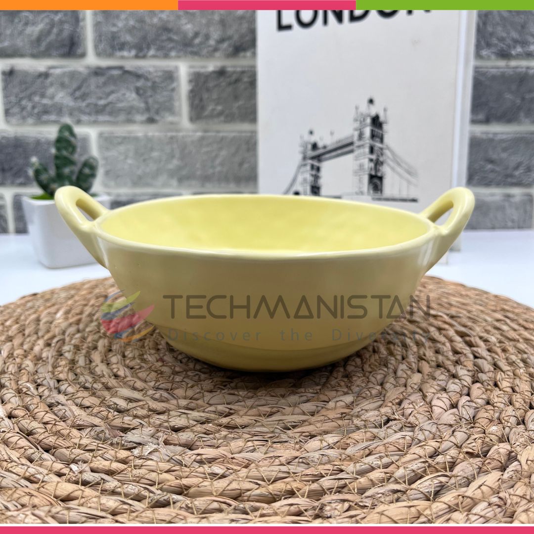 Irregular Shape Ceramic Bowl With Handles