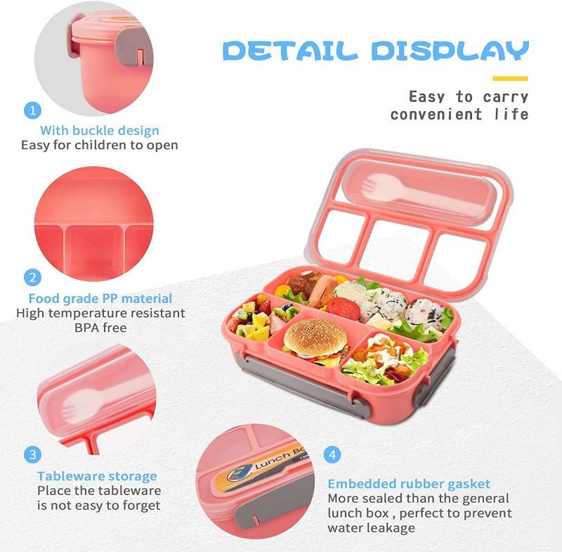 Kids Bento Lunch Box with Fork – Leakproof & Safe