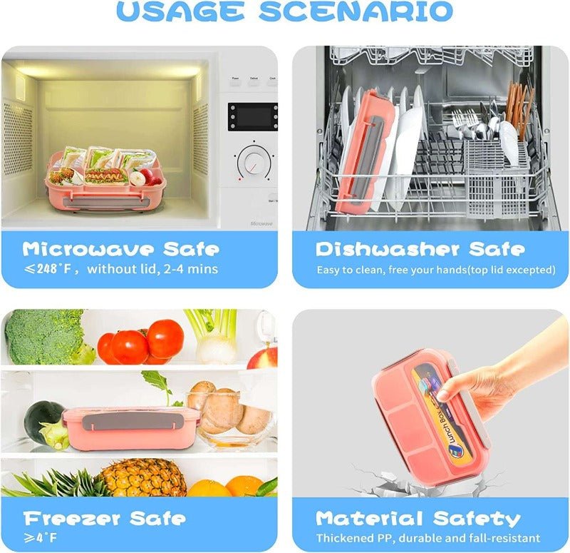 Kids Bento Lunch Box with Fork – Leakproof & Safe