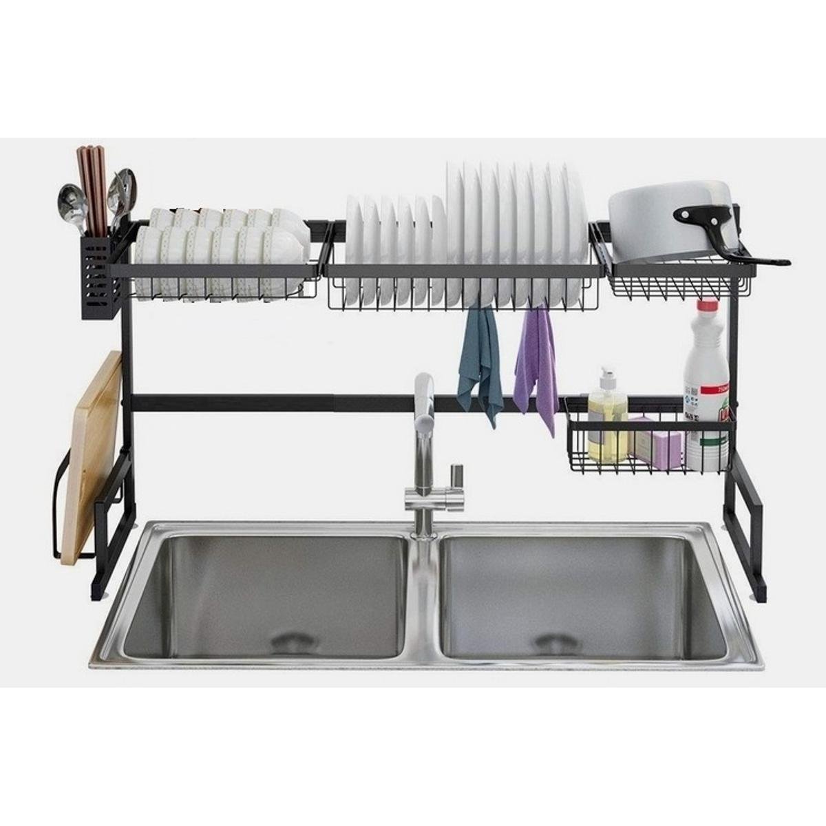 Over The Sink Dish Drying Rack and Storage Area