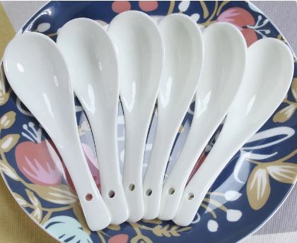 Pack of 6 - Ceramic Soup Spoons
