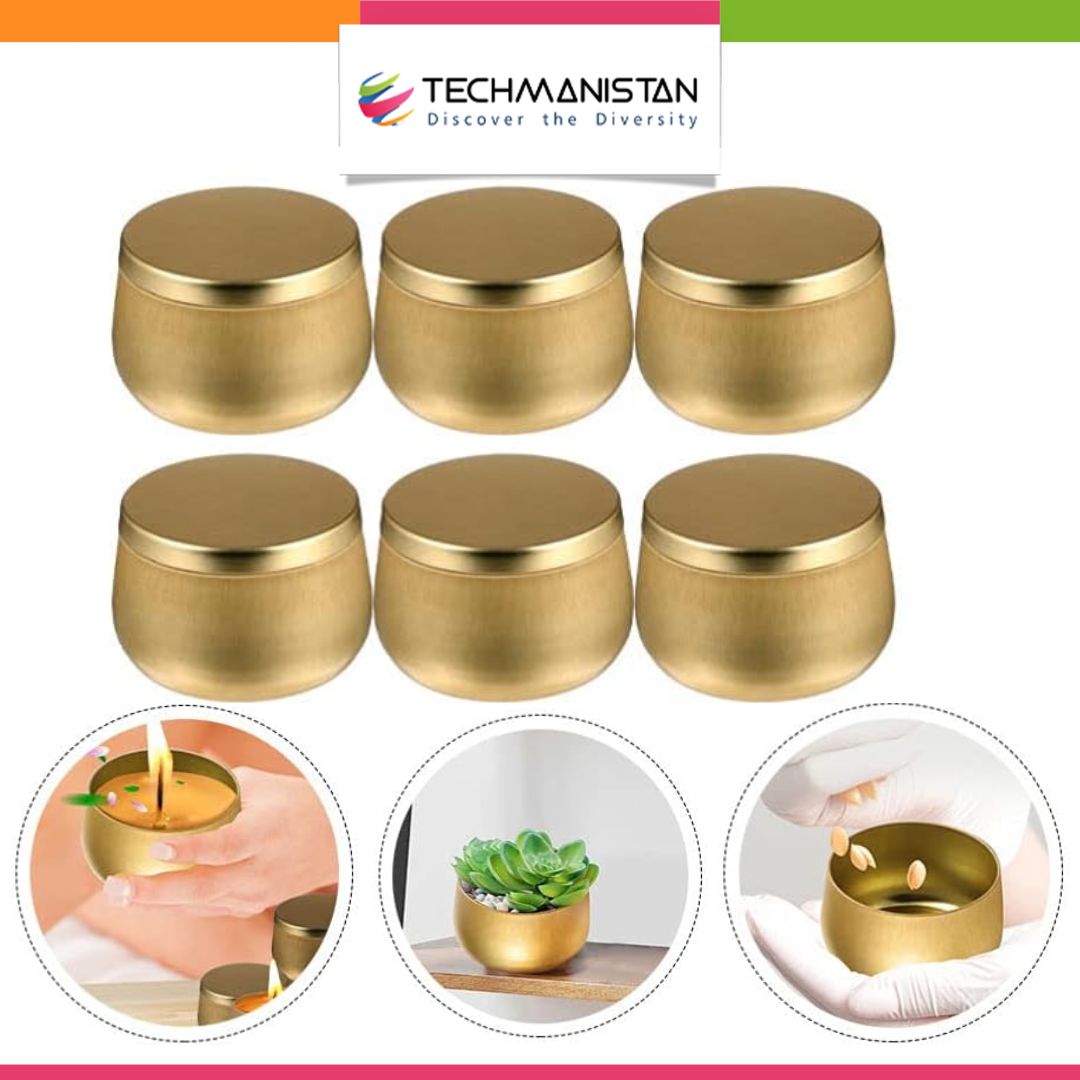 Pack of 6 - Multipurposed Empty Tins, Candle Tins