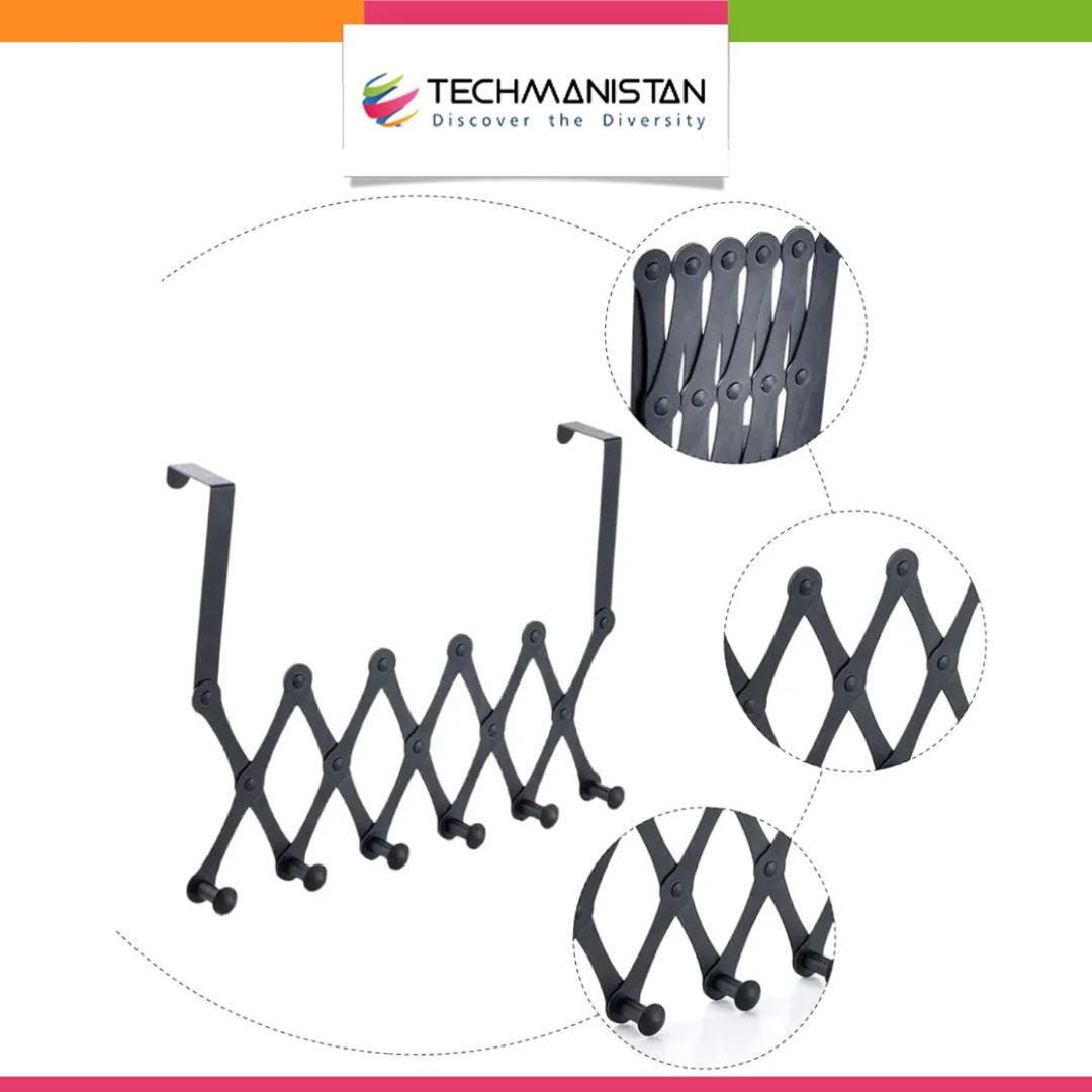 Retractable Over The Door Hook Organizer Rack