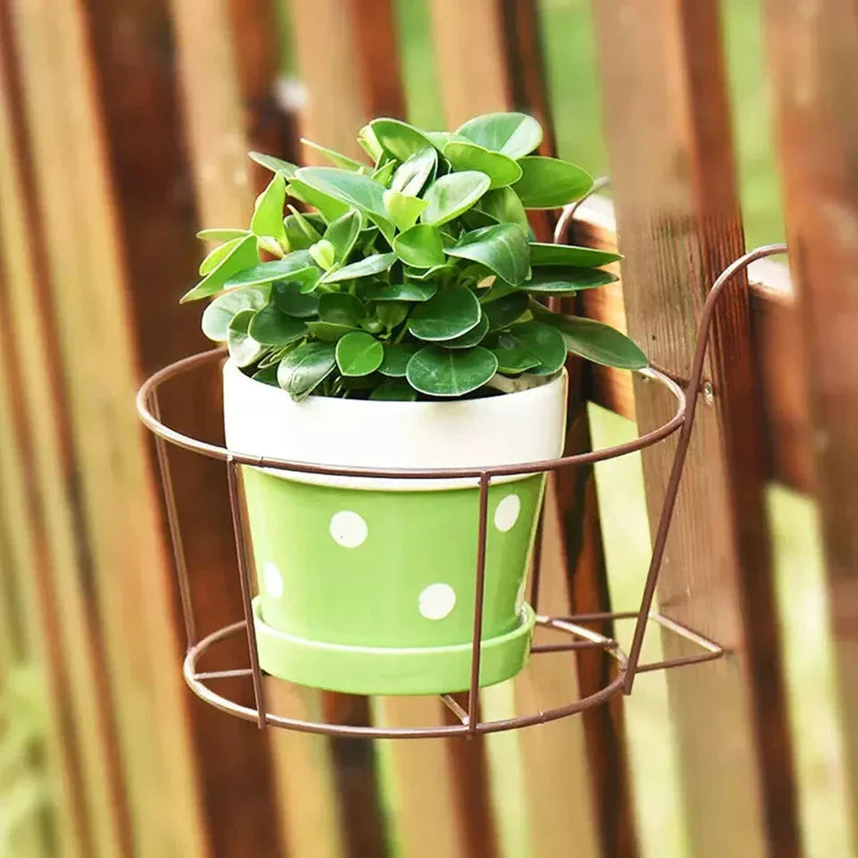 Balcony Railing Flower Pot Hanger Stand – Outdoor Plant Organizer