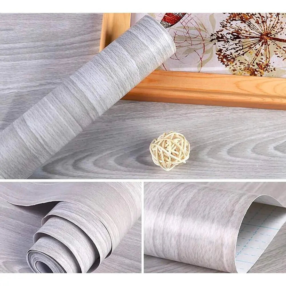 Self Adhesive Wood Grain Furniture Stickers Wallpaper - 45x200 cm